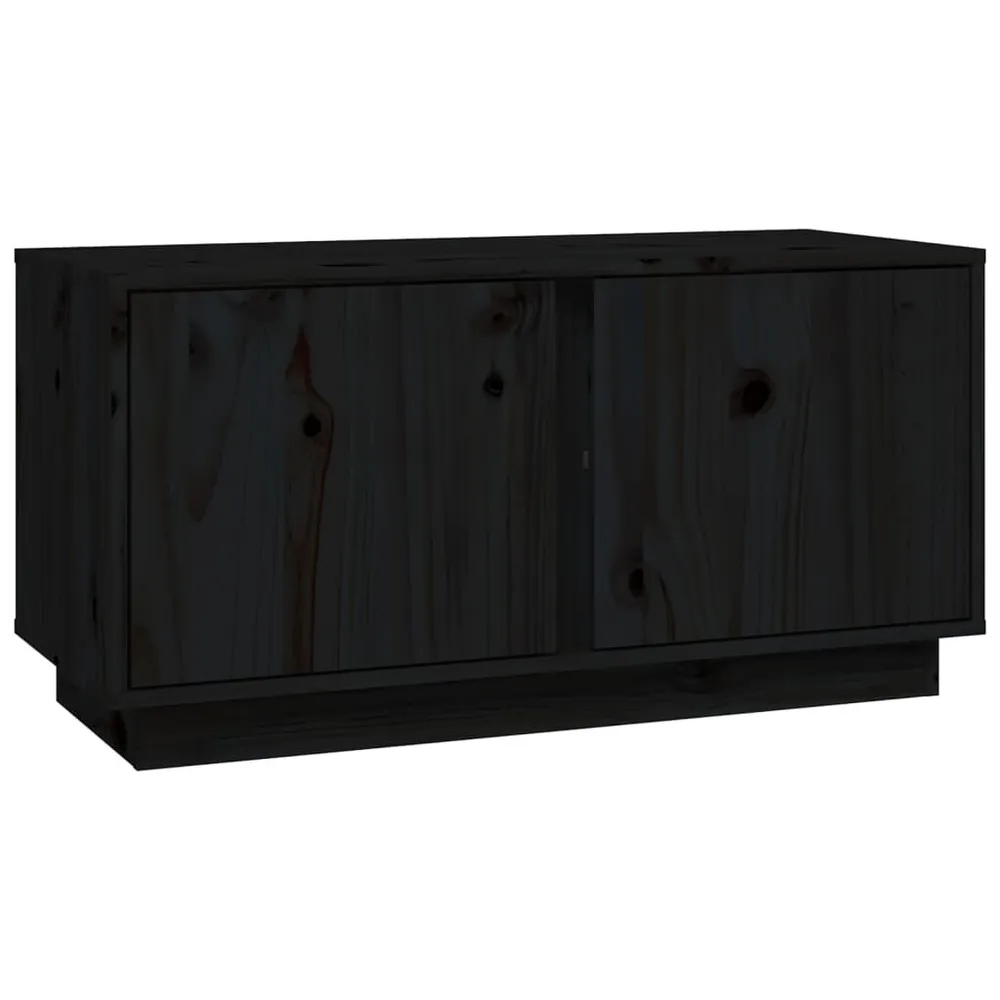 Móvel de TV 80x35x40,5 cm madeira de pinho maciç preto 3 Lugares
