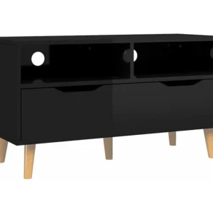 Móvel de TV 90x40x48,5 cm contraplacado preto luminoso