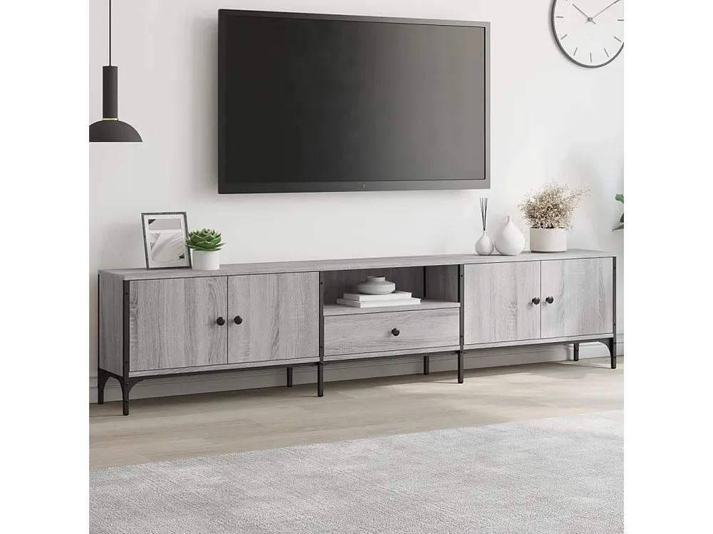 Móvel TV com gaveta 200x25x44 cm derivados madeira cinza sonoma