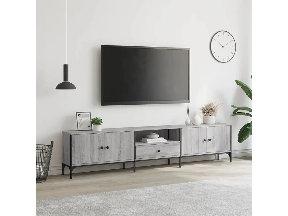 Móvel TV com gaveta 200x25x44 cm derivados madeira cinza sonoma