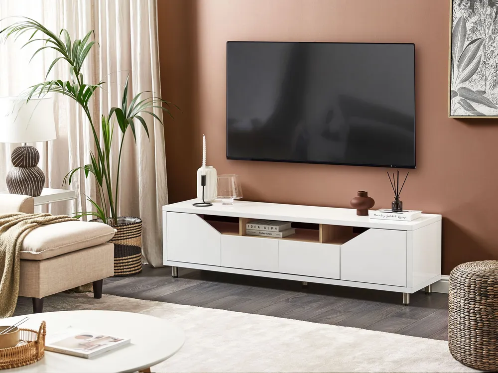 Móvel de TV com 2 gavetas e 2 portas branco CINCI