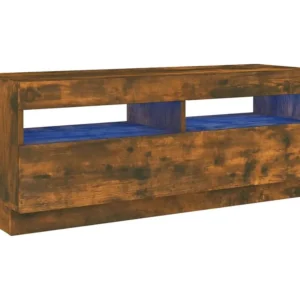 Móvel de TV com luzes LED 100x35x40 cm carvalho fumado