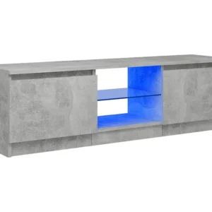 Móvel de TV com luzes LED 120x30x35,5 cm cinzento cimento