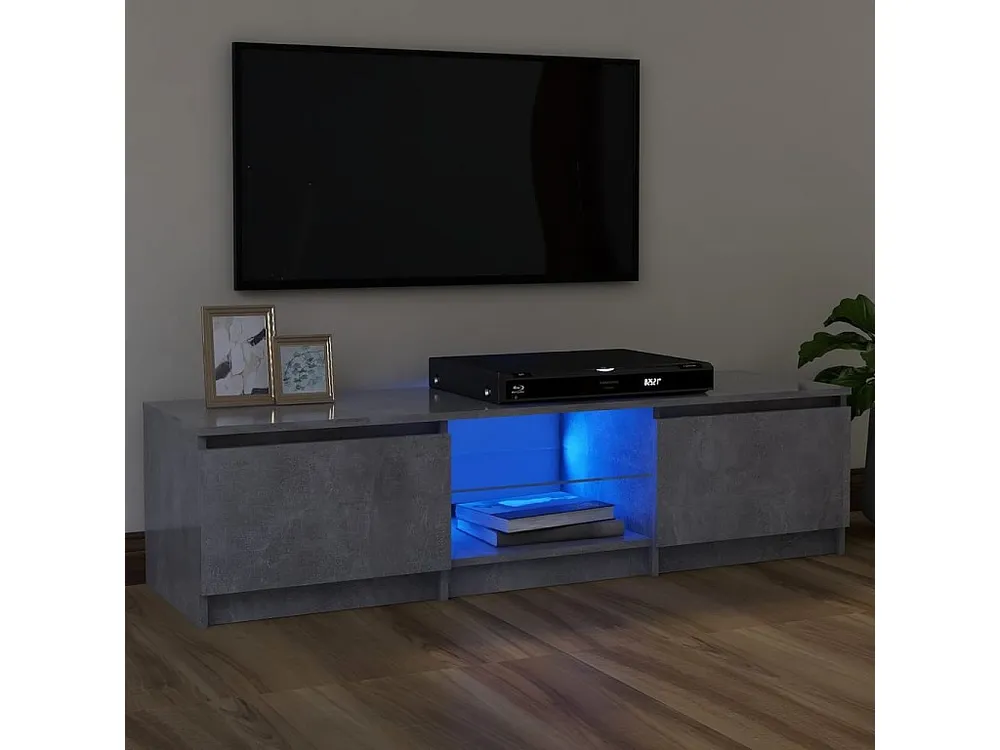 Móvel de TV com luzes LED 120x30x35,5 cm cinzento cimento