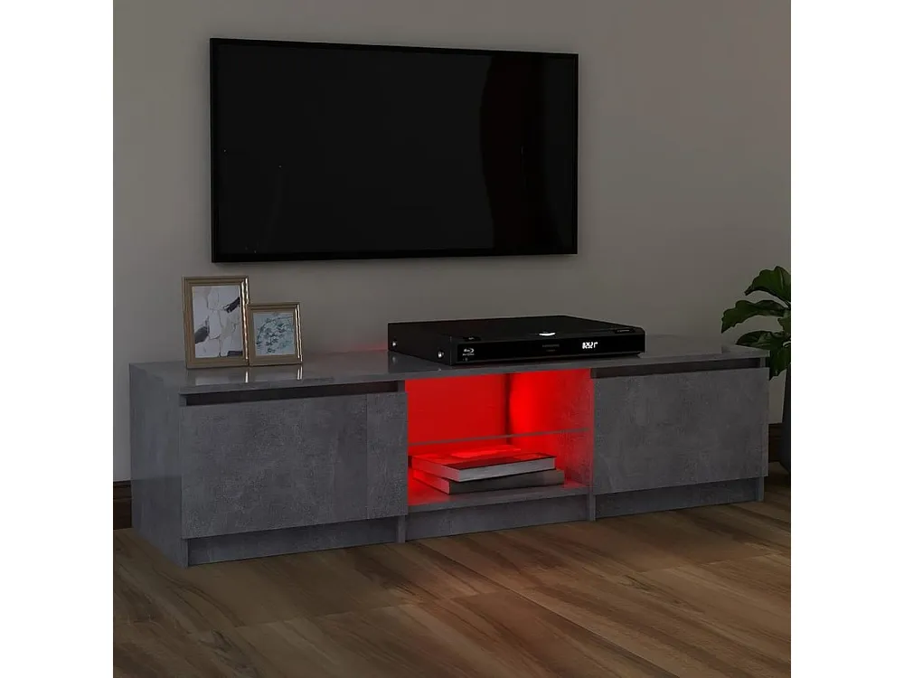 Móvel de TV com luzes LED 120x30x35,5 cm cinzento cimento