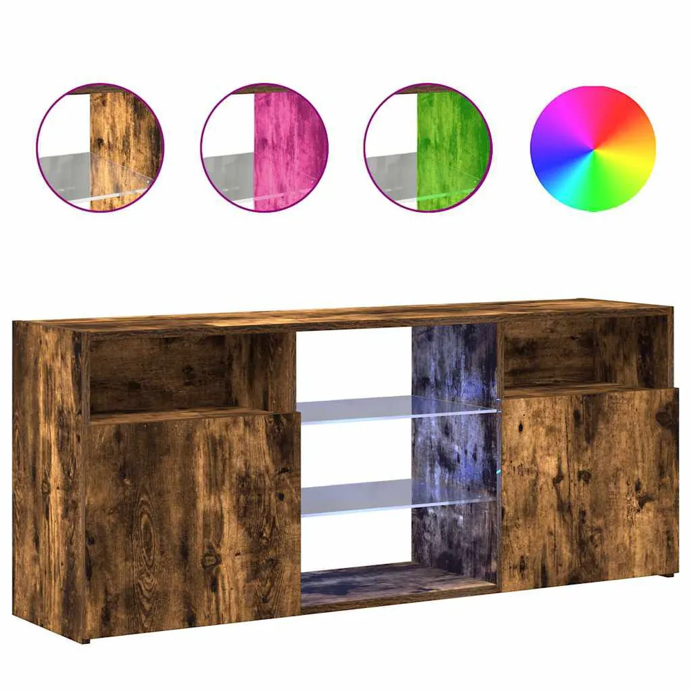 Móvel de TV com luzes LED 120x30x50 cm carvalho fumado