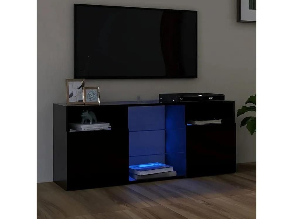 Móvel de TV com luzes LED 120x30x50 cm preto