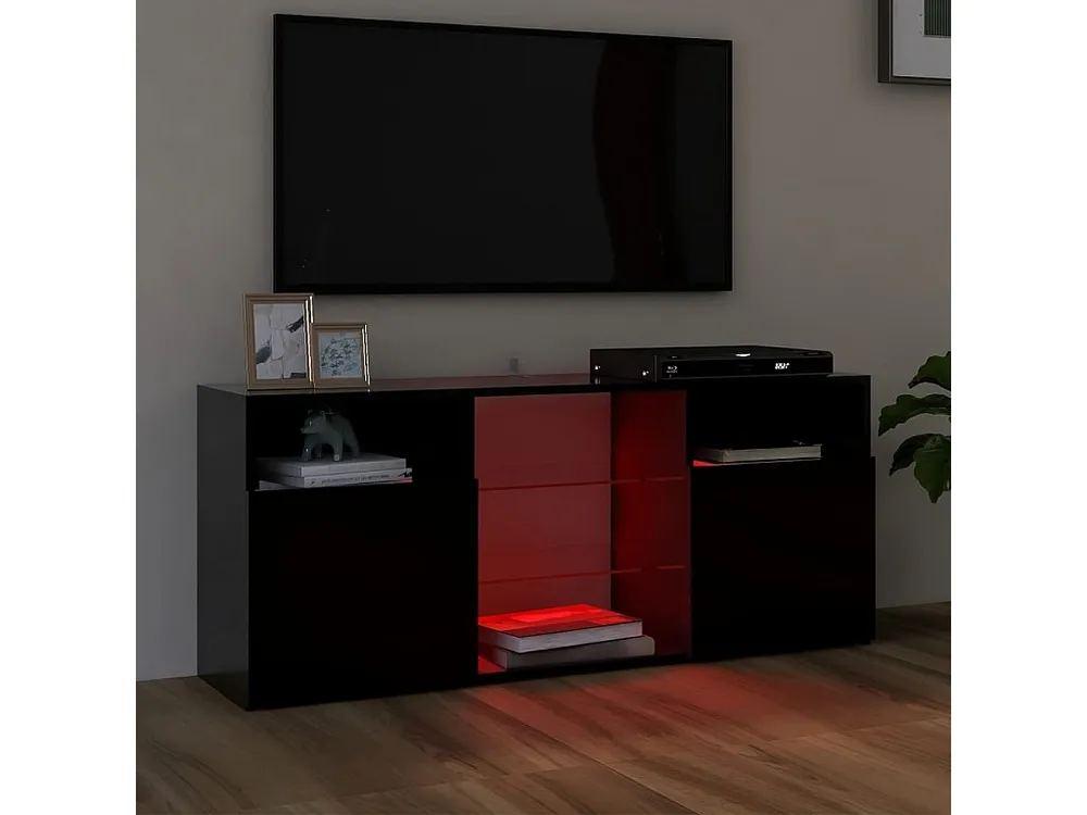 Móvel de TV com luzes LED 120x30x50 cm preto