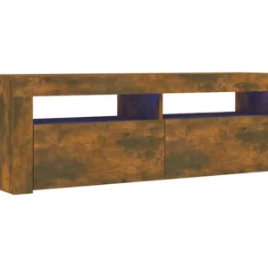 Móvel de TV com luzes LED 120x35x40 cm carvalho fumado