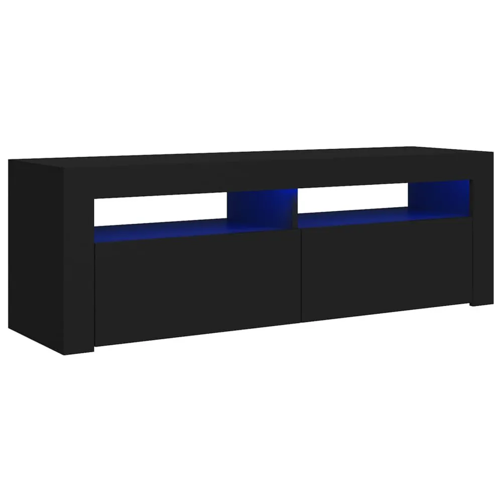 Móvel de TV com luzes LED 120x35x40 cm preto