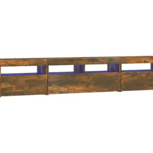 Móvel de TV com luzes LED 210x35x40 cm carvalho fumado