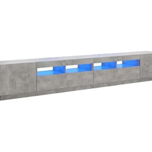 Móvel de TV com luzes LED 260x35x40 cm cinzento cimento