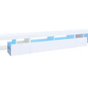 Móvel de TV com luzes LED 260x36,5x40 cm branco