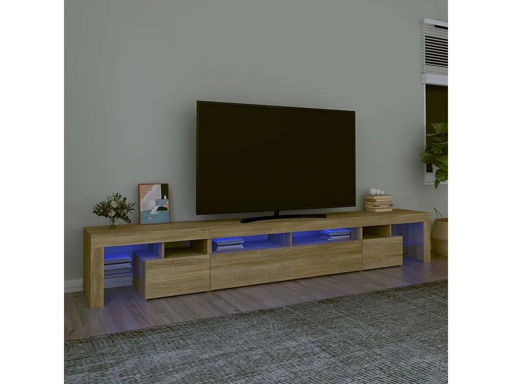 Móvel de TV com luzes LED 260x36,5x40 cm carvalho sonoma