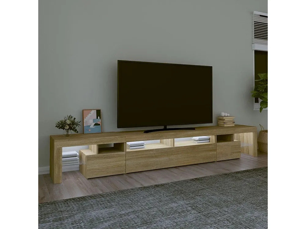 Móvel de TV com luzes LED 260x36,5x40 cm carvalho sonoma