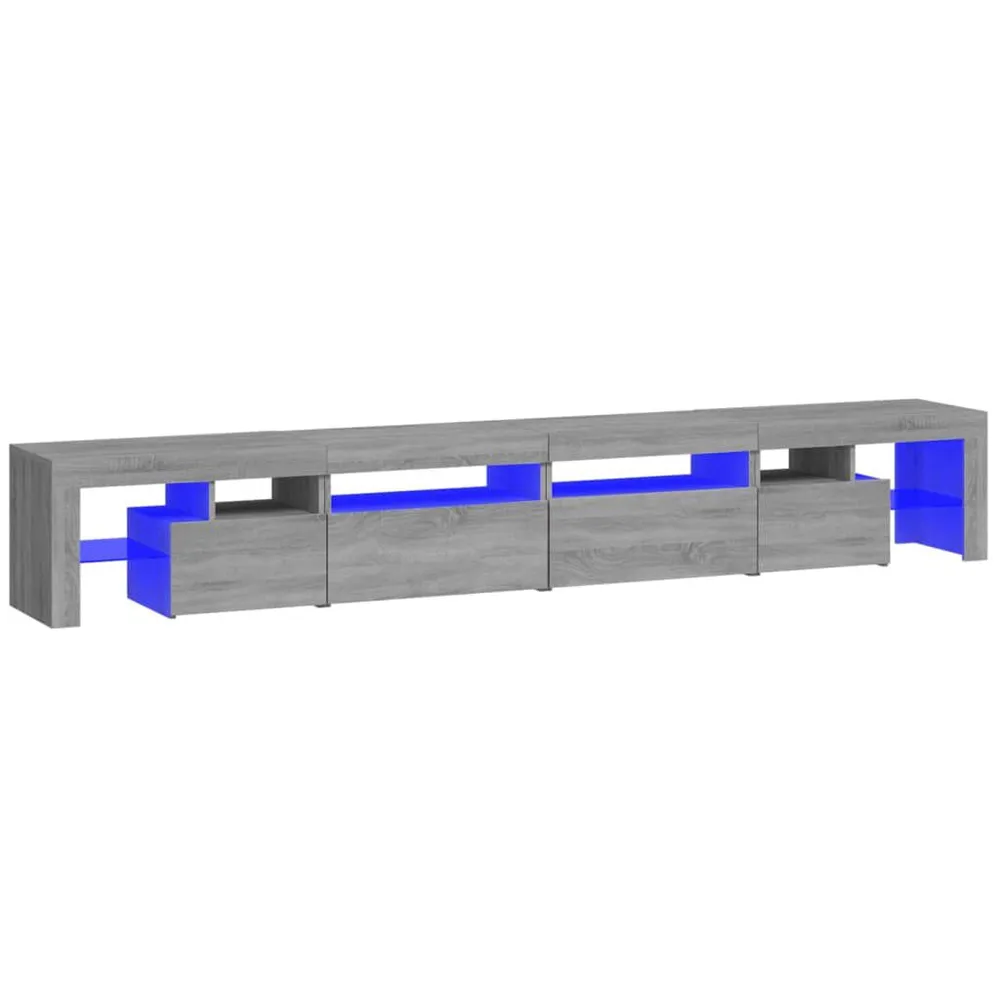 Móvel de TV com luzes LED 260x36,5x40 cm sonoma cinza