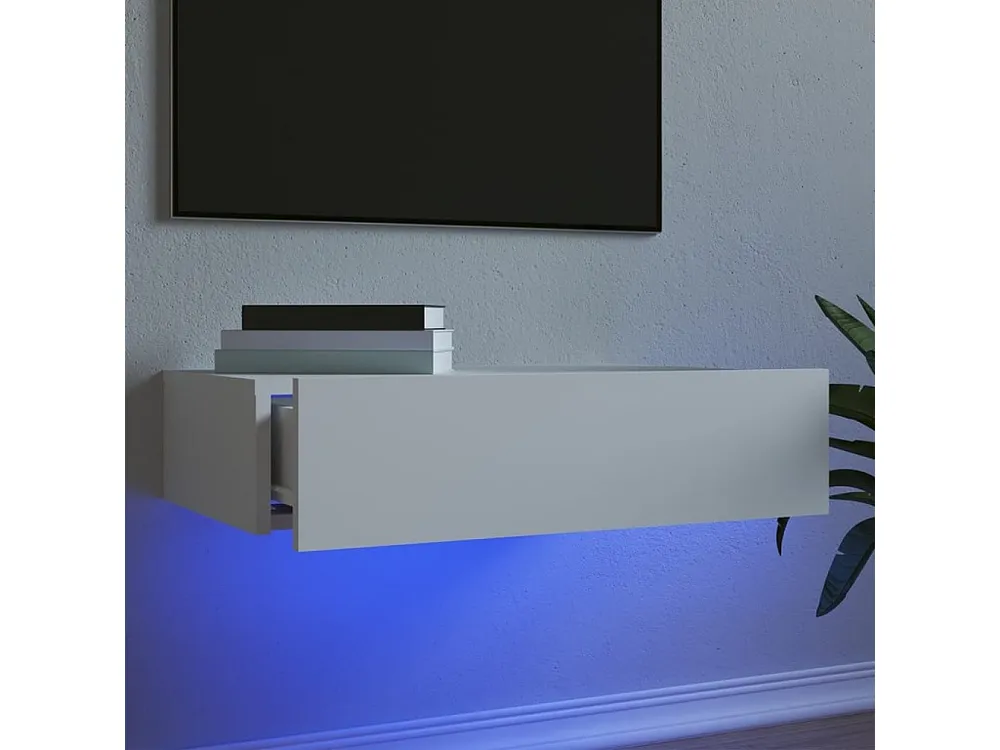 Móvel de TV com luzes LED 60x35x15,5 cm branco