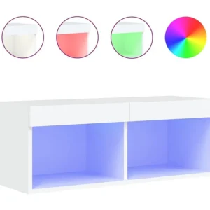 Móvel de TV com luzes LED 80x30x30 cm branco