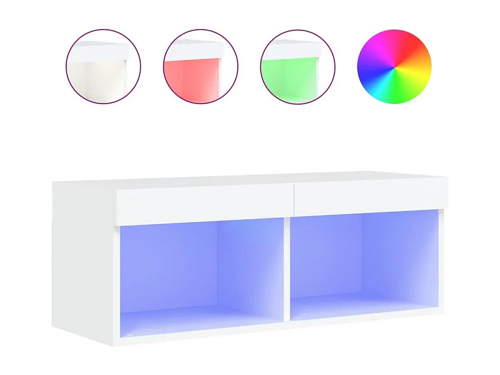 Móvel de TV com luzes LED 80x30x30 cm branco