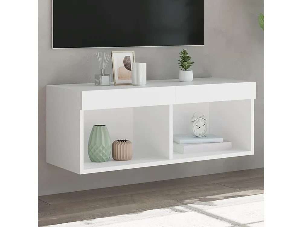 Móvel de TV com luzes LED 80x30x30 cm branco