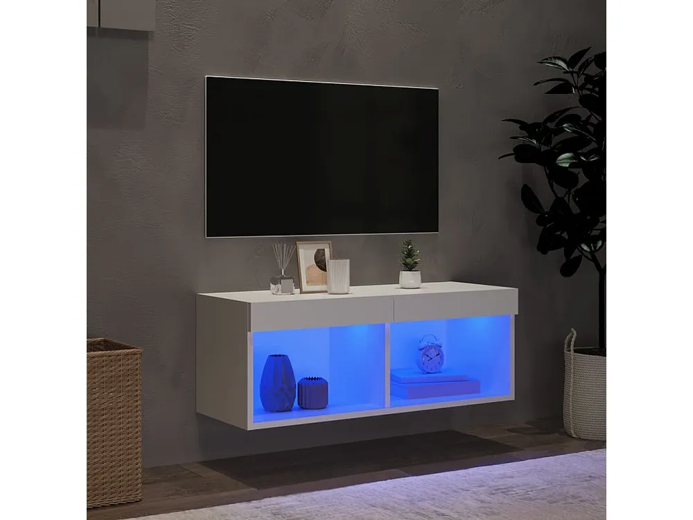 Móvel de TV com luzes LED 80x30x30 cm branco
