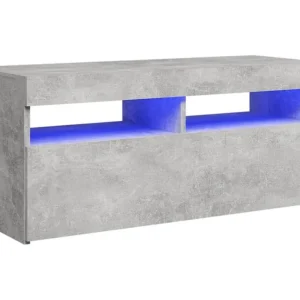 Móvel de TV com luzes LED 90x35x40 cm cinzento cimento