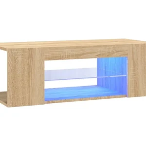 Móvel de TV com luzes LED 90x39x30 cm carvalho sonoma