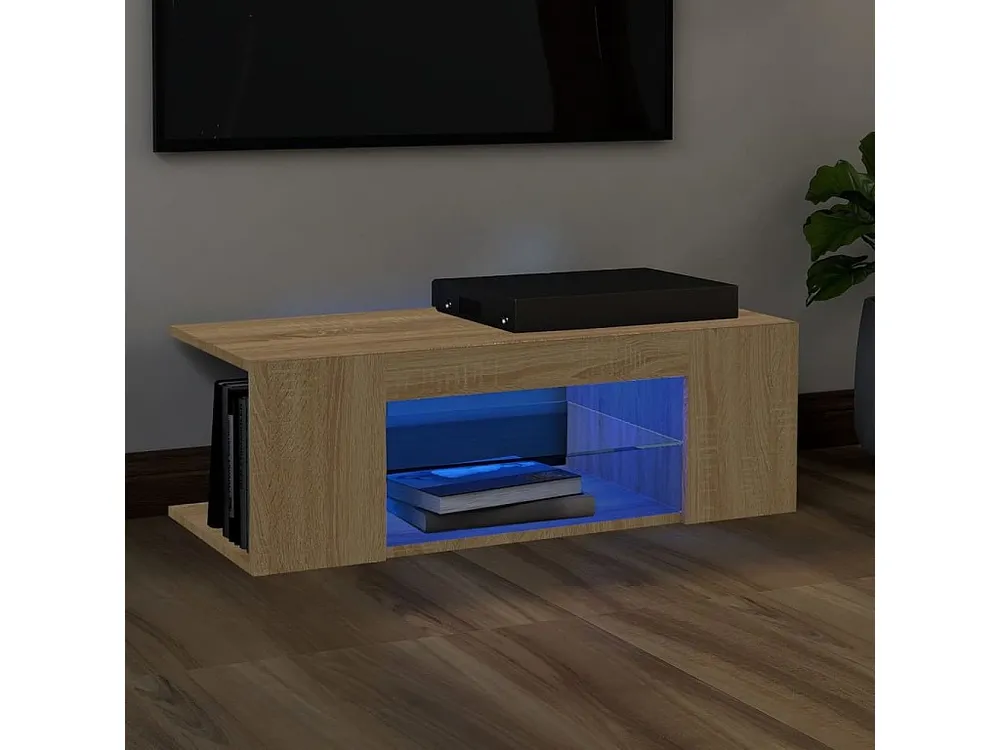 Móvel de TV com luzes LED 90x39x30 cm carvalho sonoma