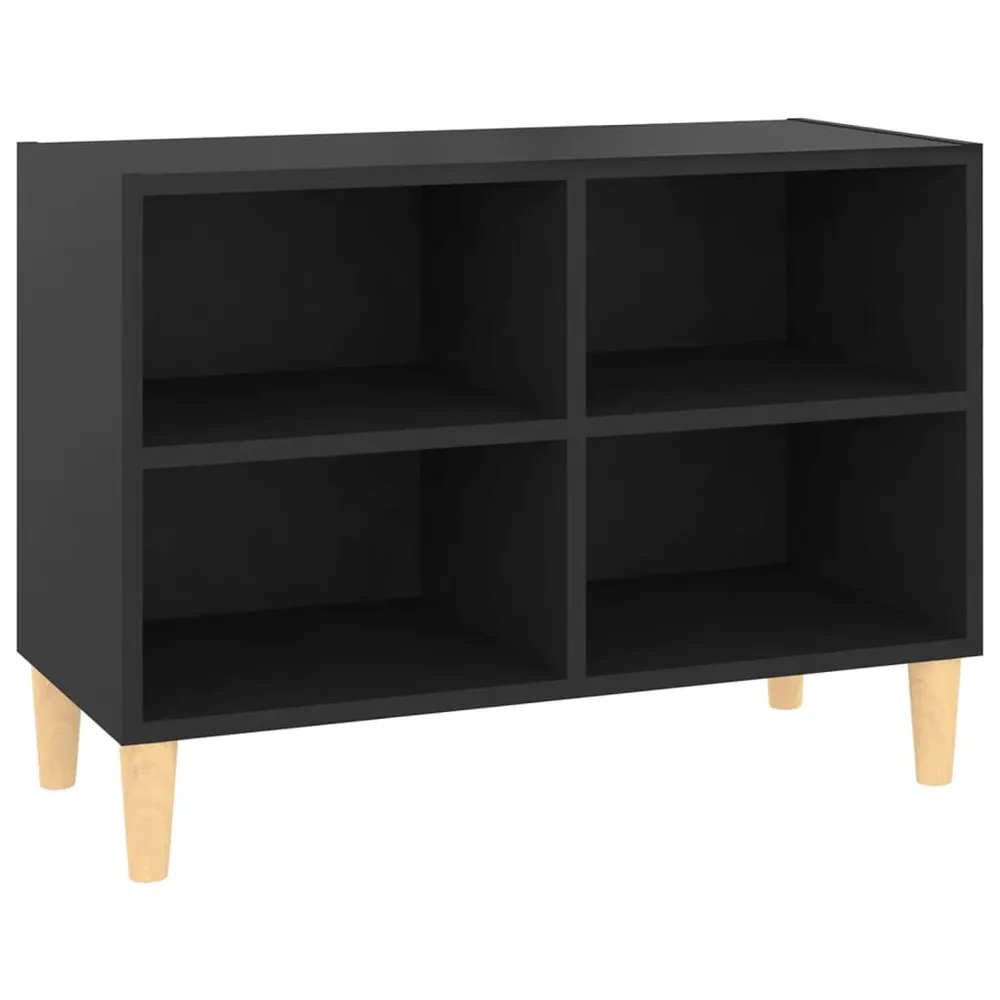 Móvel de TV com pernas de madeira maciç 69,5x30x50 cm preto com Espaço para Lenha