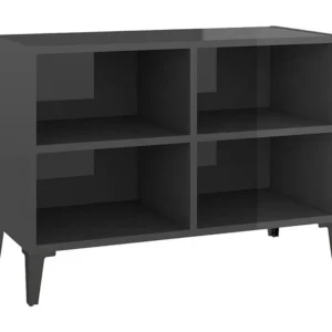 Móvel de TV com pernas em metal 69,5x30x50 cm cinzento cintilante
