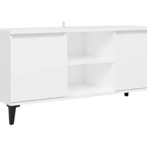 Móvel de TV com pernas em metálico 103,5x35x50 cm branco