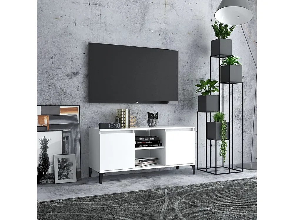 Móvel de TV com pernas em metálico 103,5x35x50 cm branco