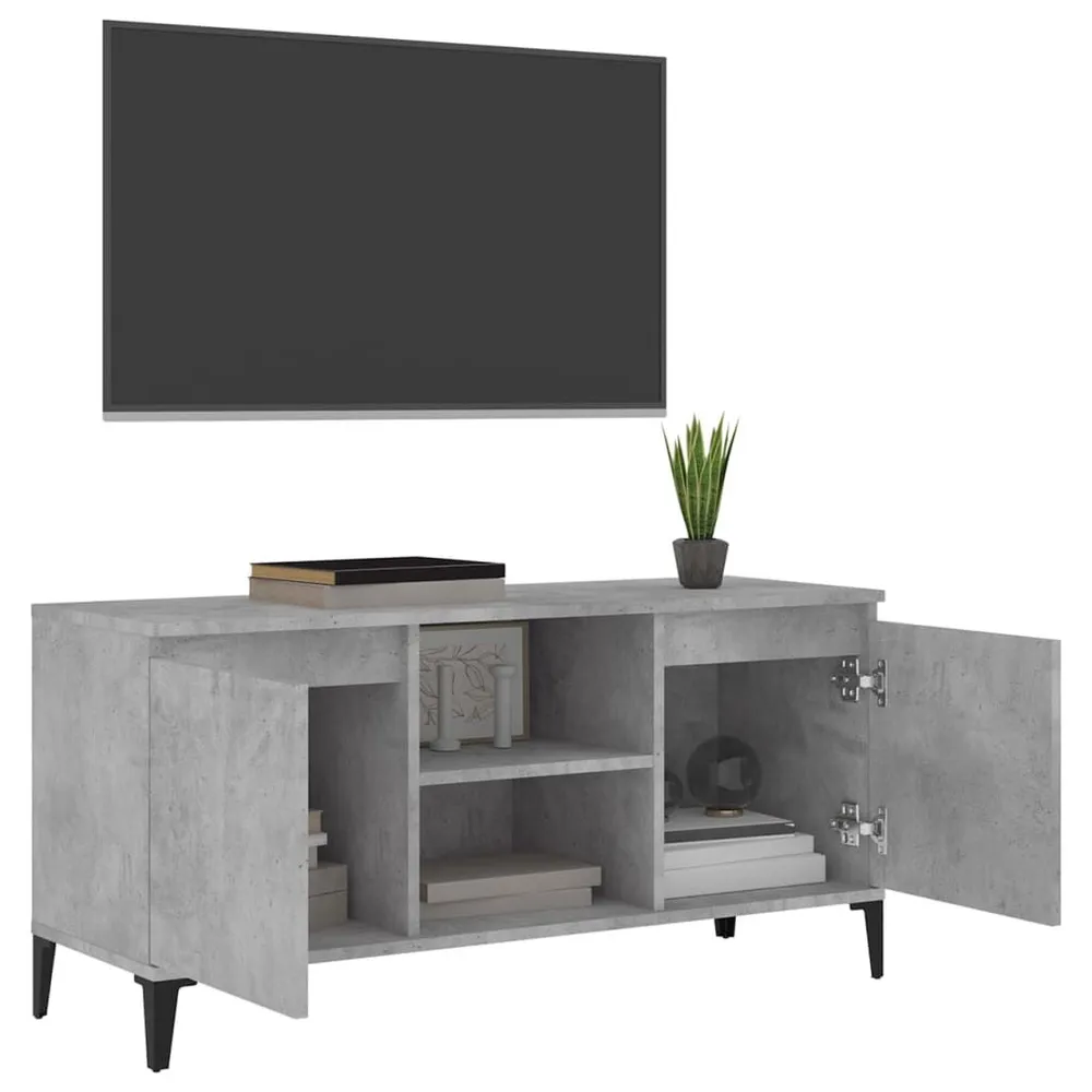 Móvel de TV com pernas em metálico 103,5x35x50 cm cinzento cimento