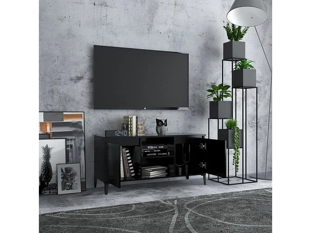 Móvel de TV com pernas em metálico 103,5x35x50 cm preto