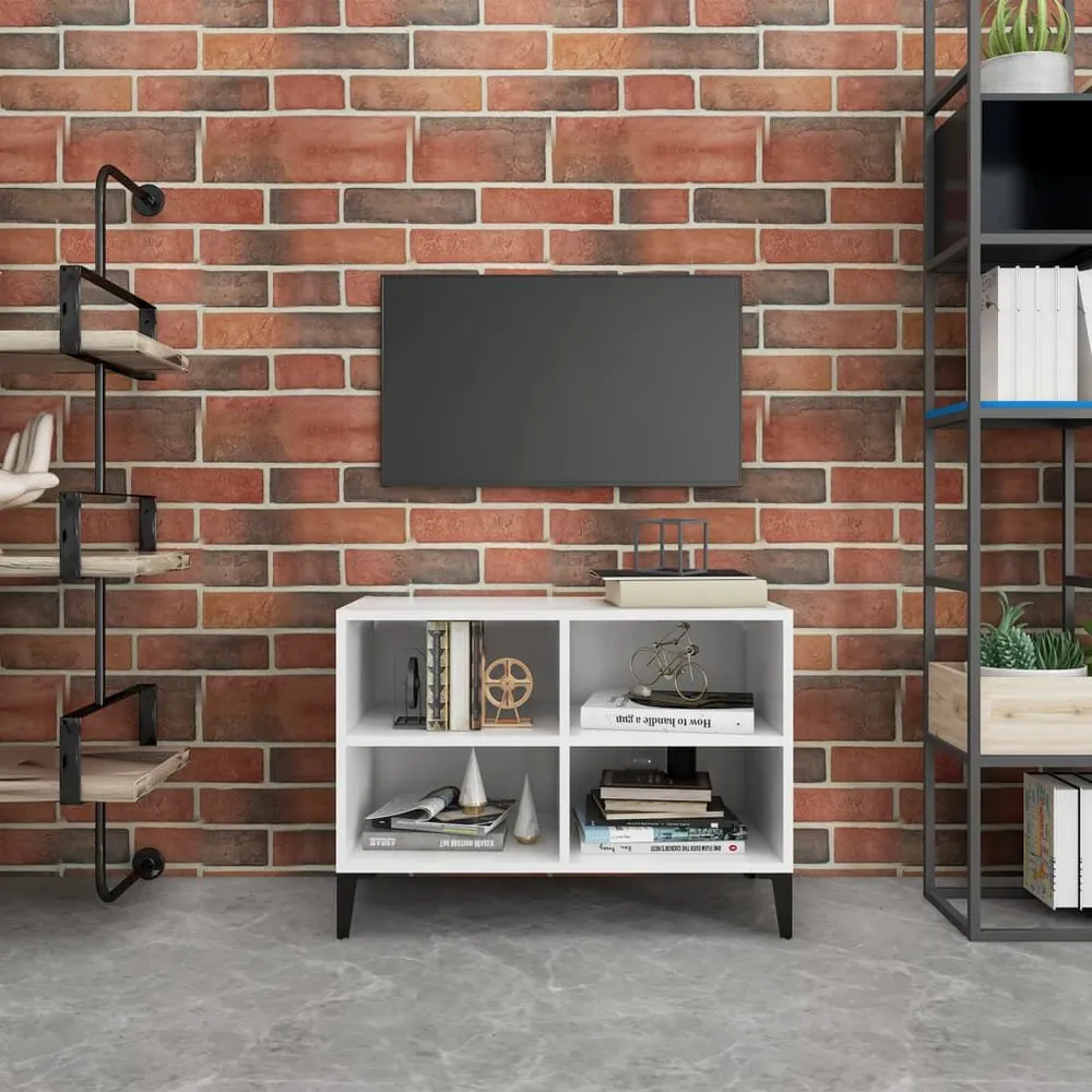 Móvel de TV com pernas em metálico 69,5x30x50 cm branco