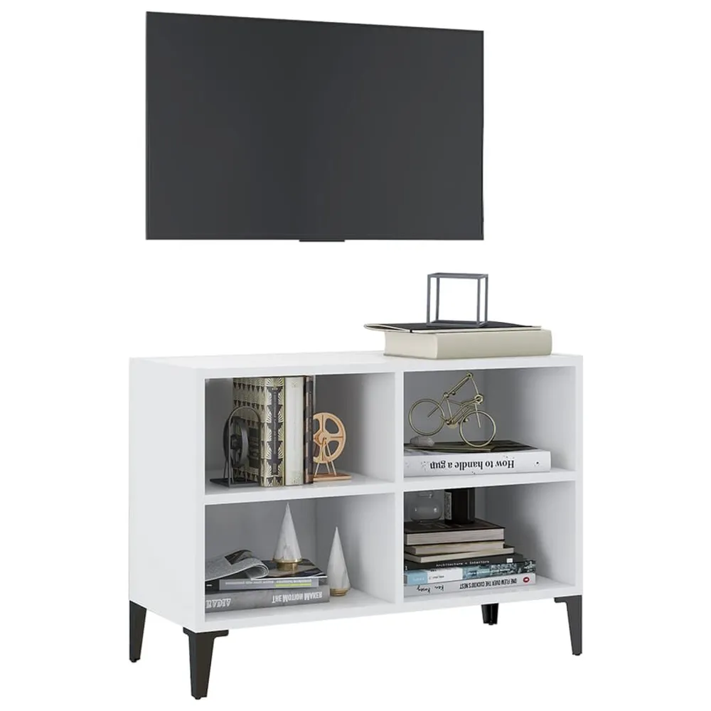 Móvel de TV com pernas em metálico 69,5x30x50 cm branco