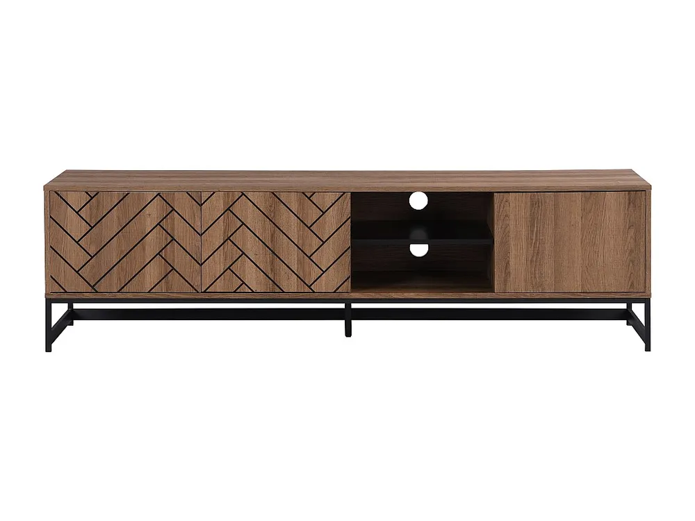 Móvel de TV com 3 portas e 2 nichos em MDF - Integral e preto - CARATANA