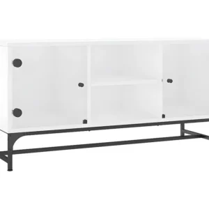 Móvel de TV com portas de vidro 102x37x50 cm branco
