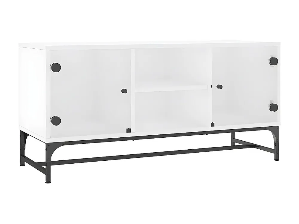 Móvel de TV com portas de vidro 102x37x50 cm branco