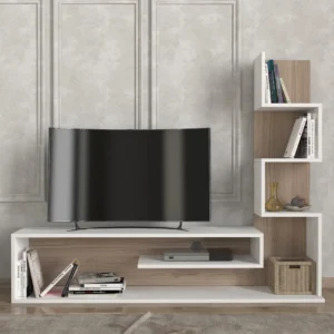 Móvel de TV e estante Lucent 149,5cm Carvalho distinto e Branco
