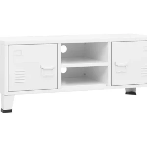 Móvel de TV industrial 105x35x42 cm metálico branco