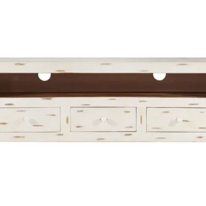 Móvel de TV madeira de acácia maciç 110x30x40 cm branco