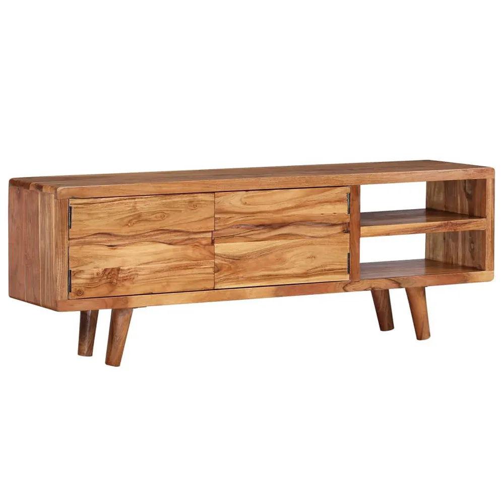Móvel de TV madeira maciç com portas esculpidas 117x30x40 cm