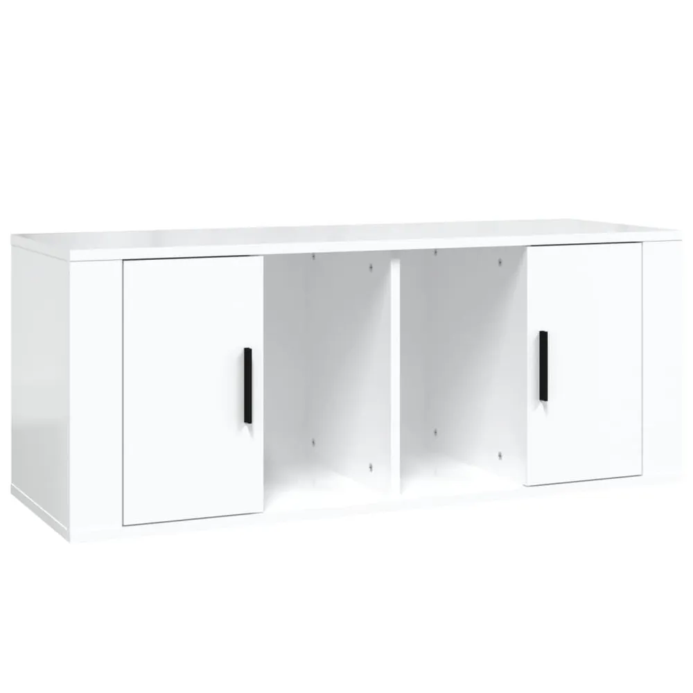 Móvel para TV 100x35x40 cm madeira processada branco luminoso para Assistir TV