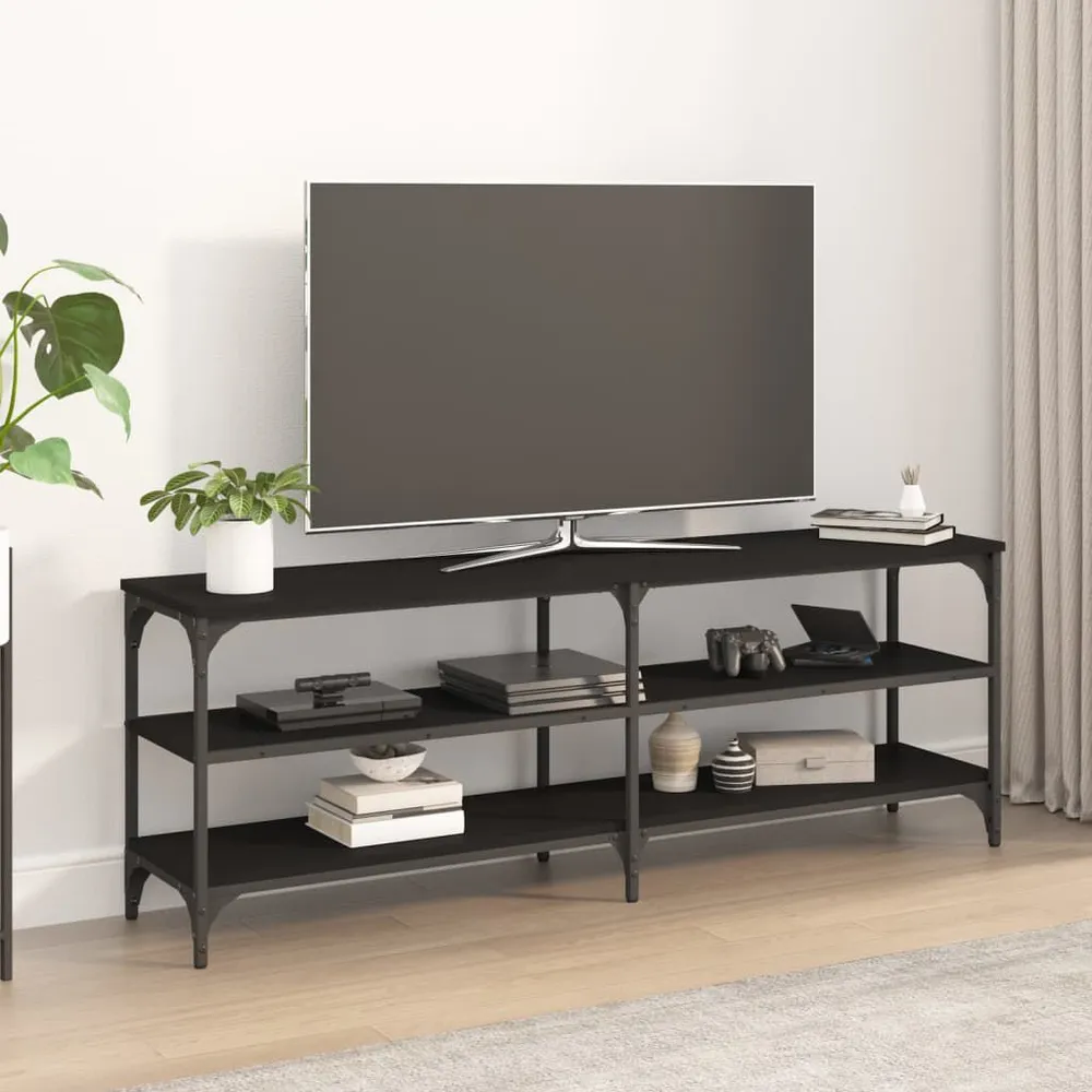 Móvel para TV 140x30x50 cm derivados de madeira preto Design Moderno