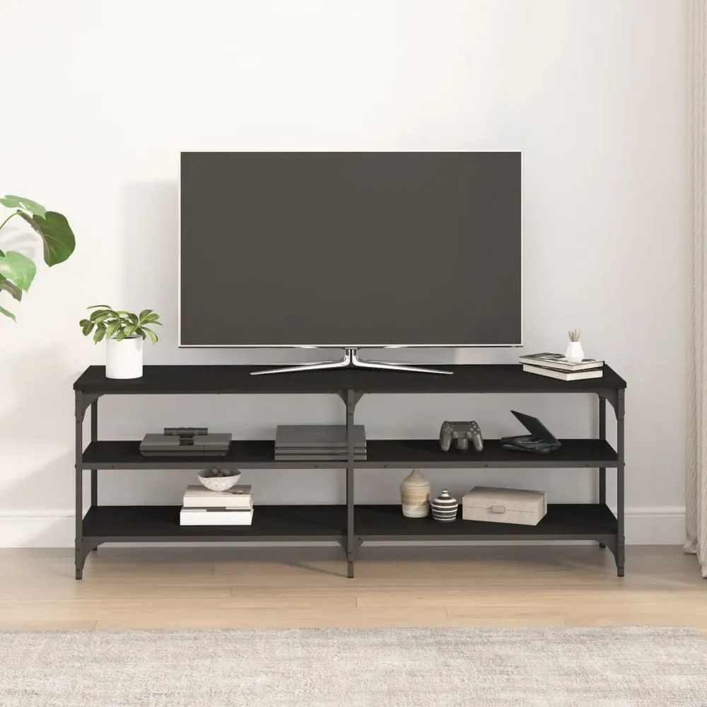 Móvel para TV 140x30x50 cm derivados de madeira preto Design Moderno