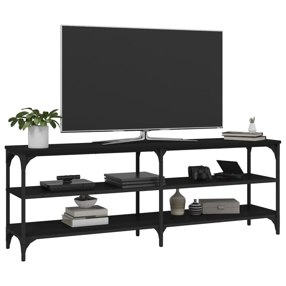 Móvel para TV 140x30x50 cm derivados de madeira preto Design Moderno