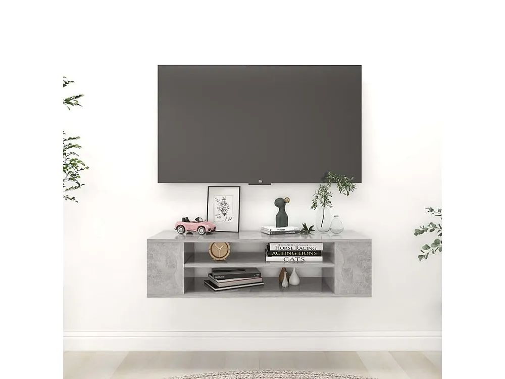 Móvel de TV para parede 100x30x26,5 cm contrapl. cinza cimento