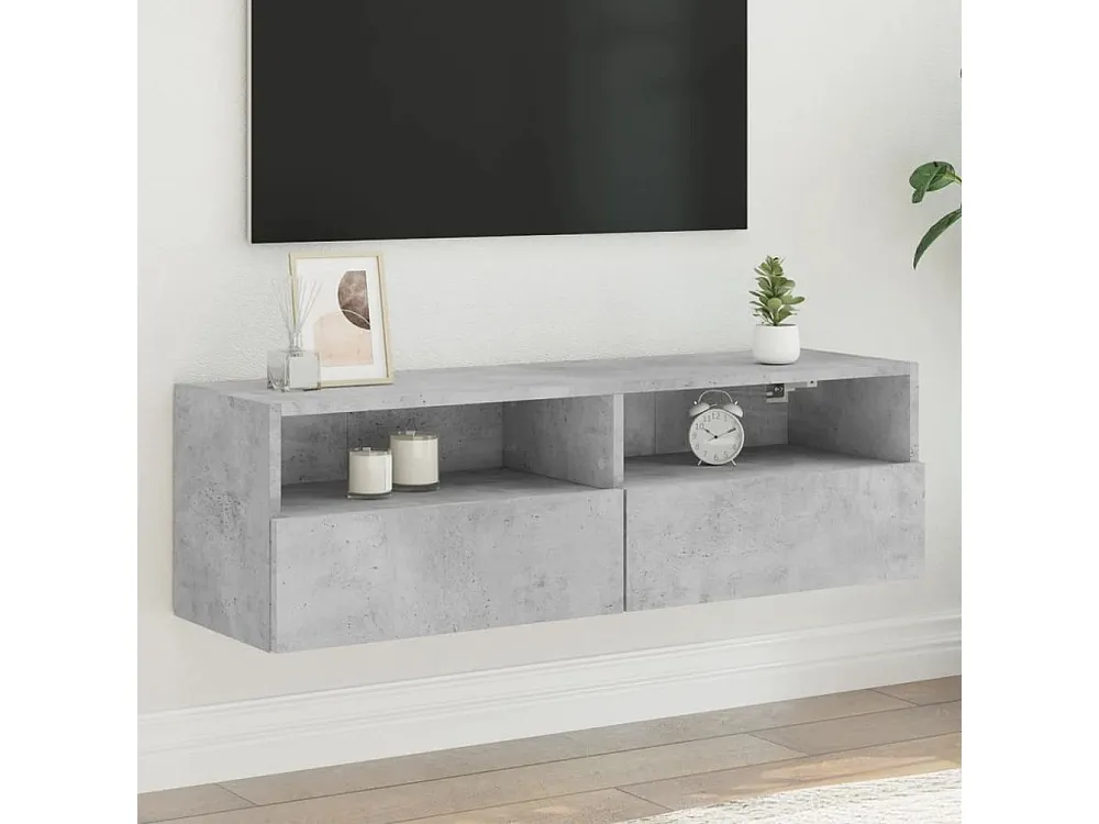 Móvel parede para TV 100x30x30 cm derivados madeira cinza cimento