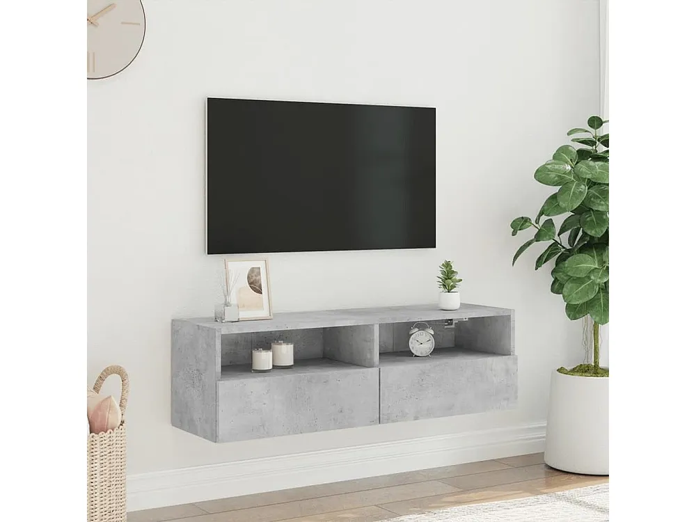 Móvel parede para TV 100x30x30 cm derivados madeira cinza cimento